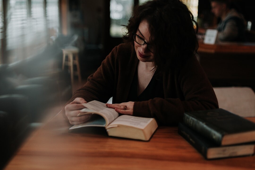 woman reading book