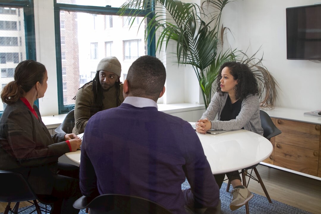 person listening in meeting